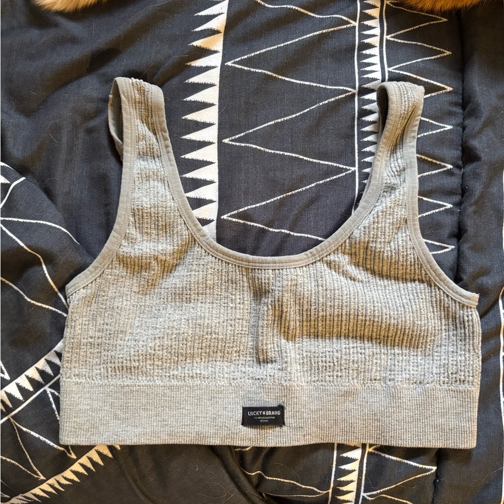 Lucky Brand Ribbed Knit Bra- Gray